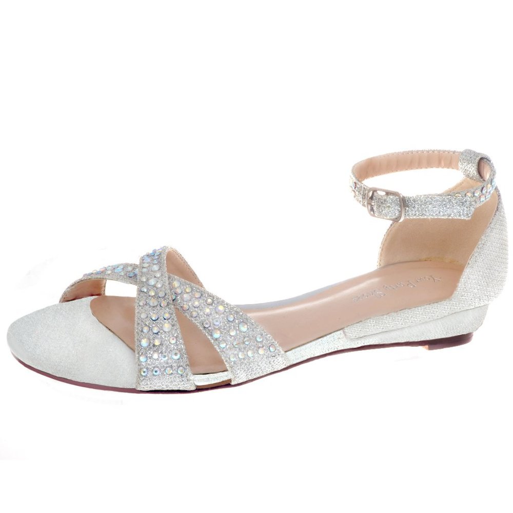 Silver Jeweled Glitter Sandals
